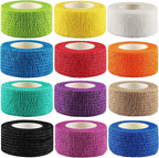 Kuvvfe self adhesive bandage wrap 12 pack front view showing assorted colors for sports injury support