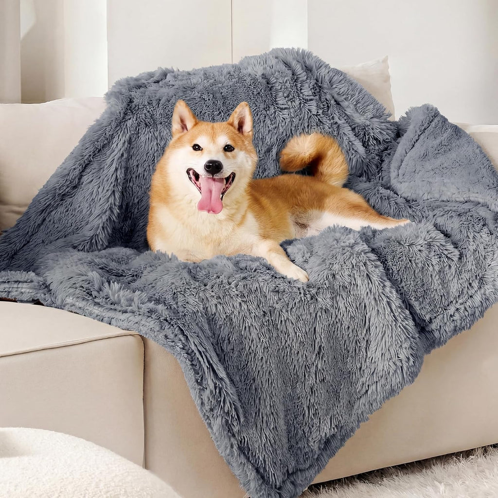 Bedsure Dog Blankets for Large Dogs, Fluffy Waterproof Dog Blanket for Couch Protector and Bed Washable, Fuzzy Faux Fur Pet Throw Blankets for Calming, Dog Accessories, XL, 50x60 inch, Tie-dye Grey - Image 11