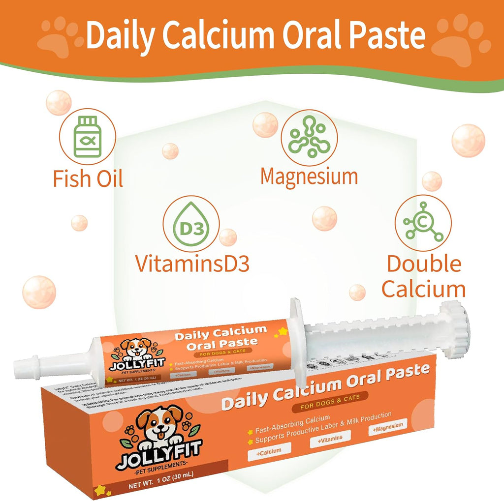Fast absorbing pet calcium supplement syringe for labor support