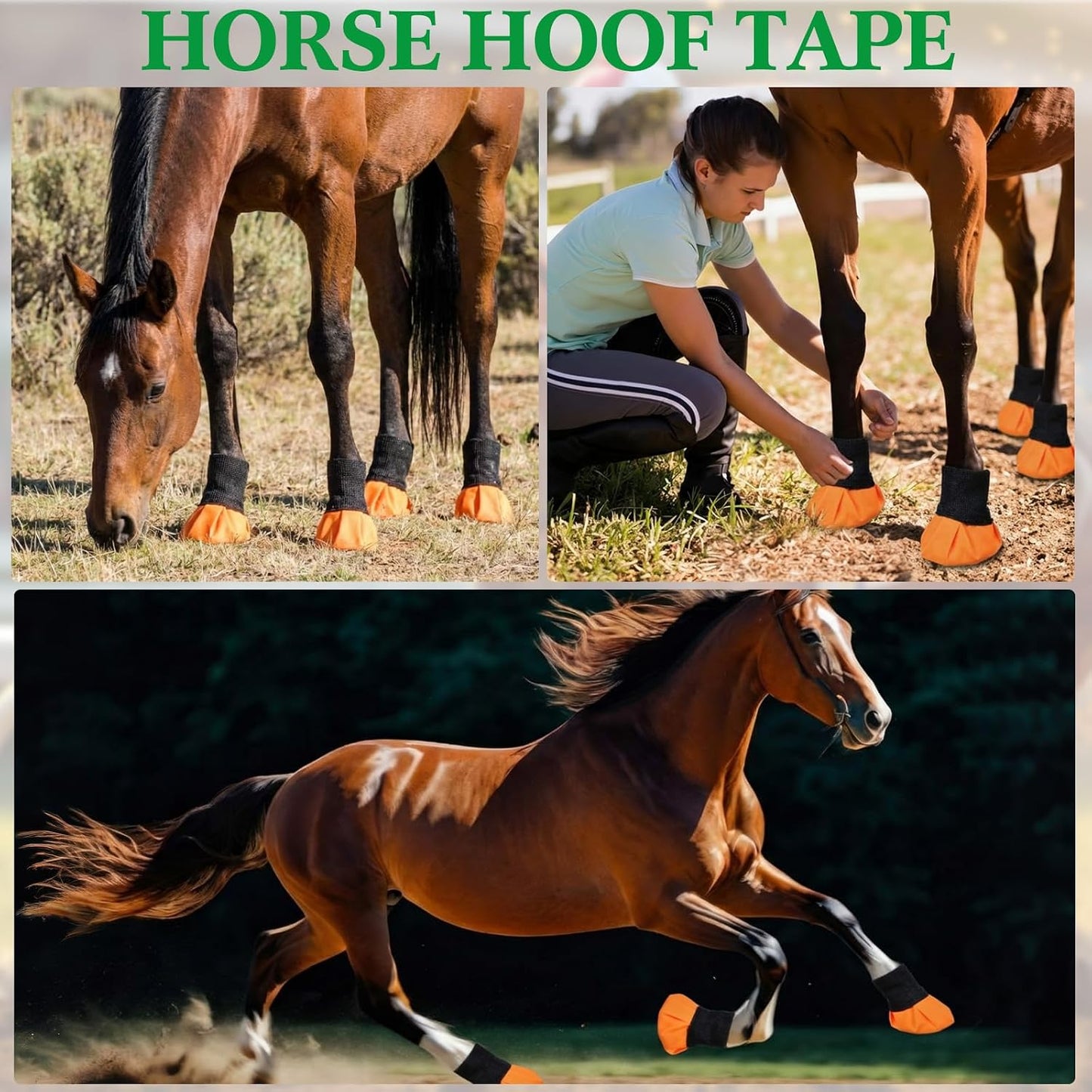 Waterproof veterinary cohesive bandage roll being applied to a horse hoof wound dressing