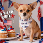 Large dog wearing Icemood patriotic triangle scarf