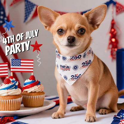 Large dog wearing Icemood patriotic triangle scarf