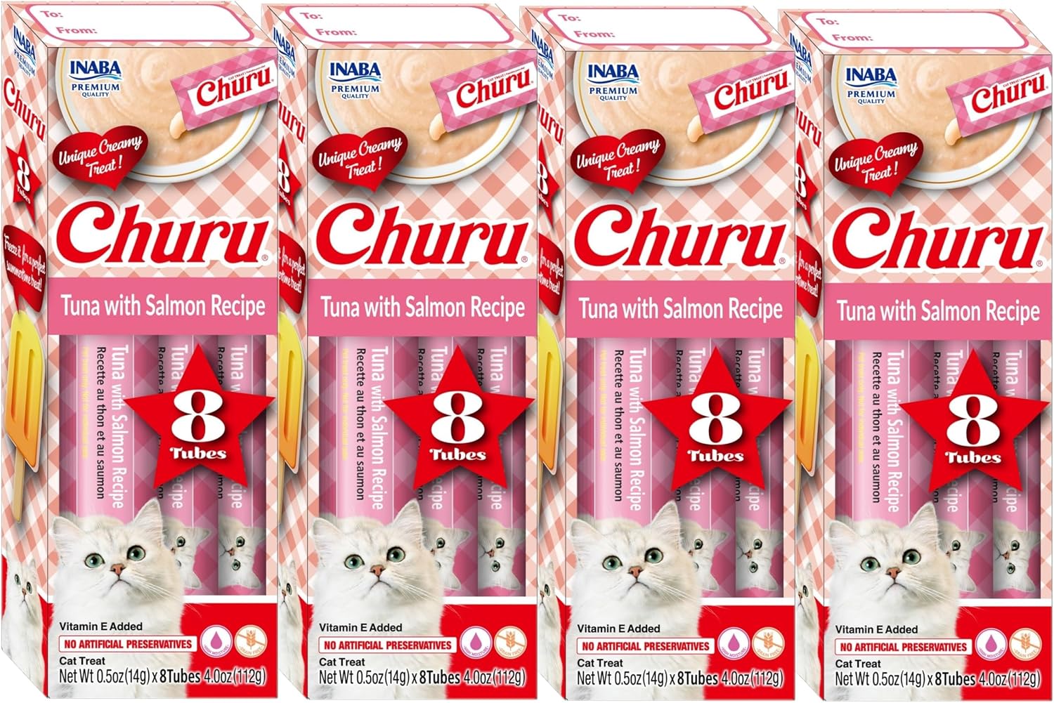 INABA Churu Lickable Pure Natural Cat Treats Gift Box - Salmon Recipe, 32 Tubes (4 Gift Boxes of 8 Tubes Each) - Image 10