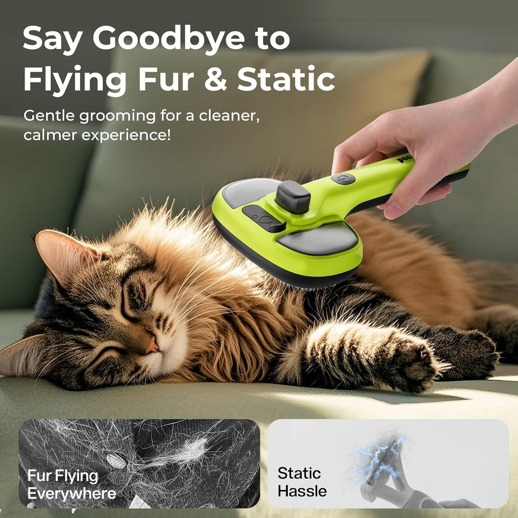 Pecute pet brush packaging box highlighting cool mist specifications