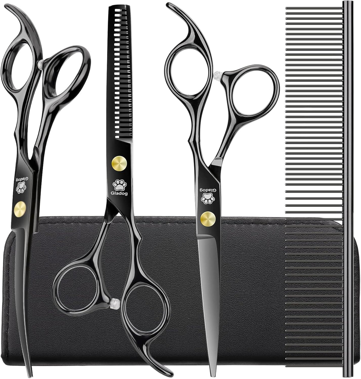 GLADOG Professional 5 in 1 Dog Grooming Scissors Set with Safety Round Tips, Sharp and Heavy-duty Pet Grooming Shears for Cats - Image 14