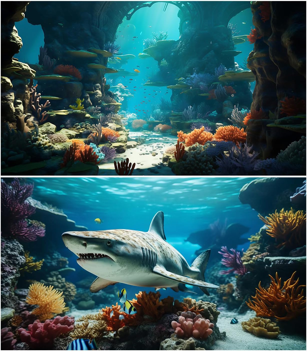 Vibrant green nature landscape aquarium backdrop by Riivvdise showcasing high definition stereo depth