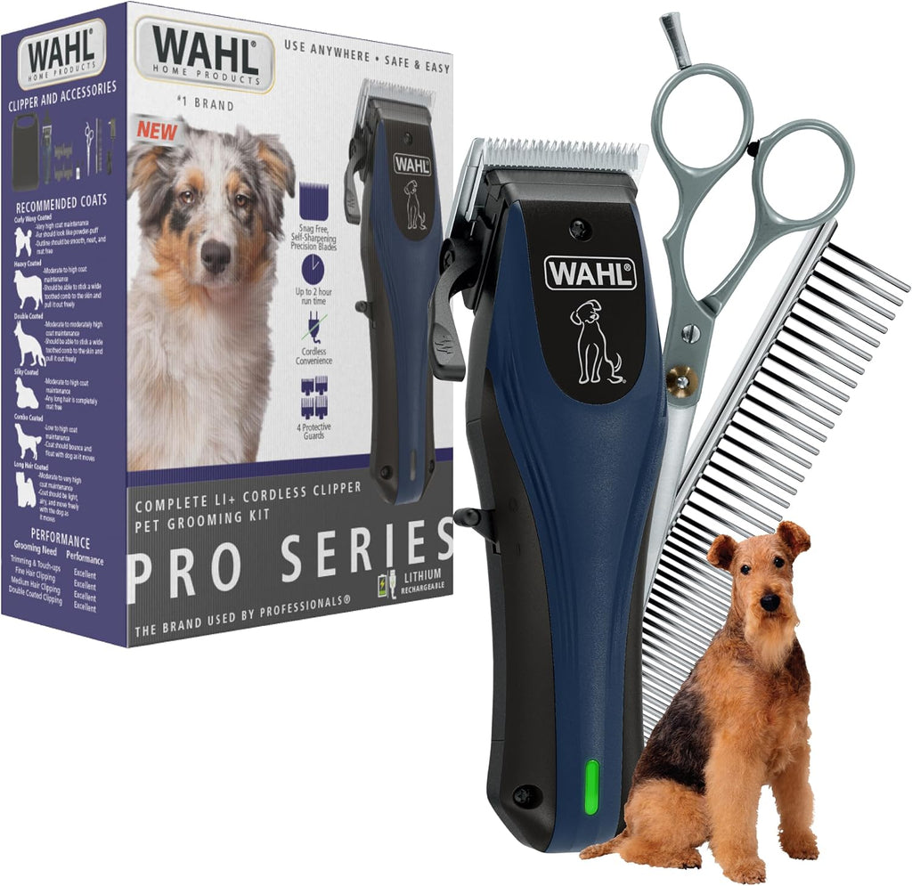 Wahl Power Pro dog grooming kit front view showcasing cordless electric clipper