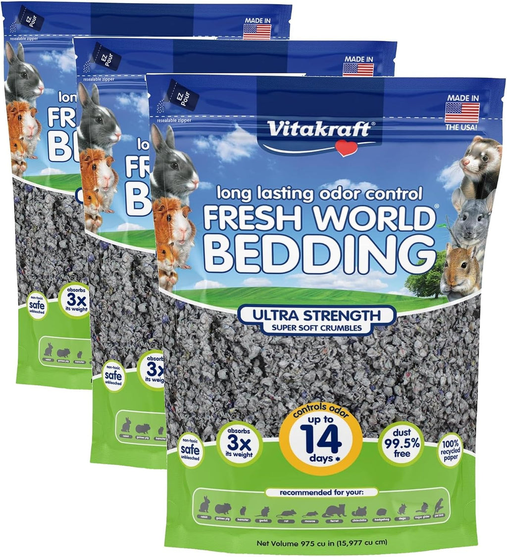 Vitakraft Fresh World Small Animal Bedding - Ultra Strength - Pet Bedding for Litter Boxes and Cages (16 L),Gray, 975 cu in - Image 9