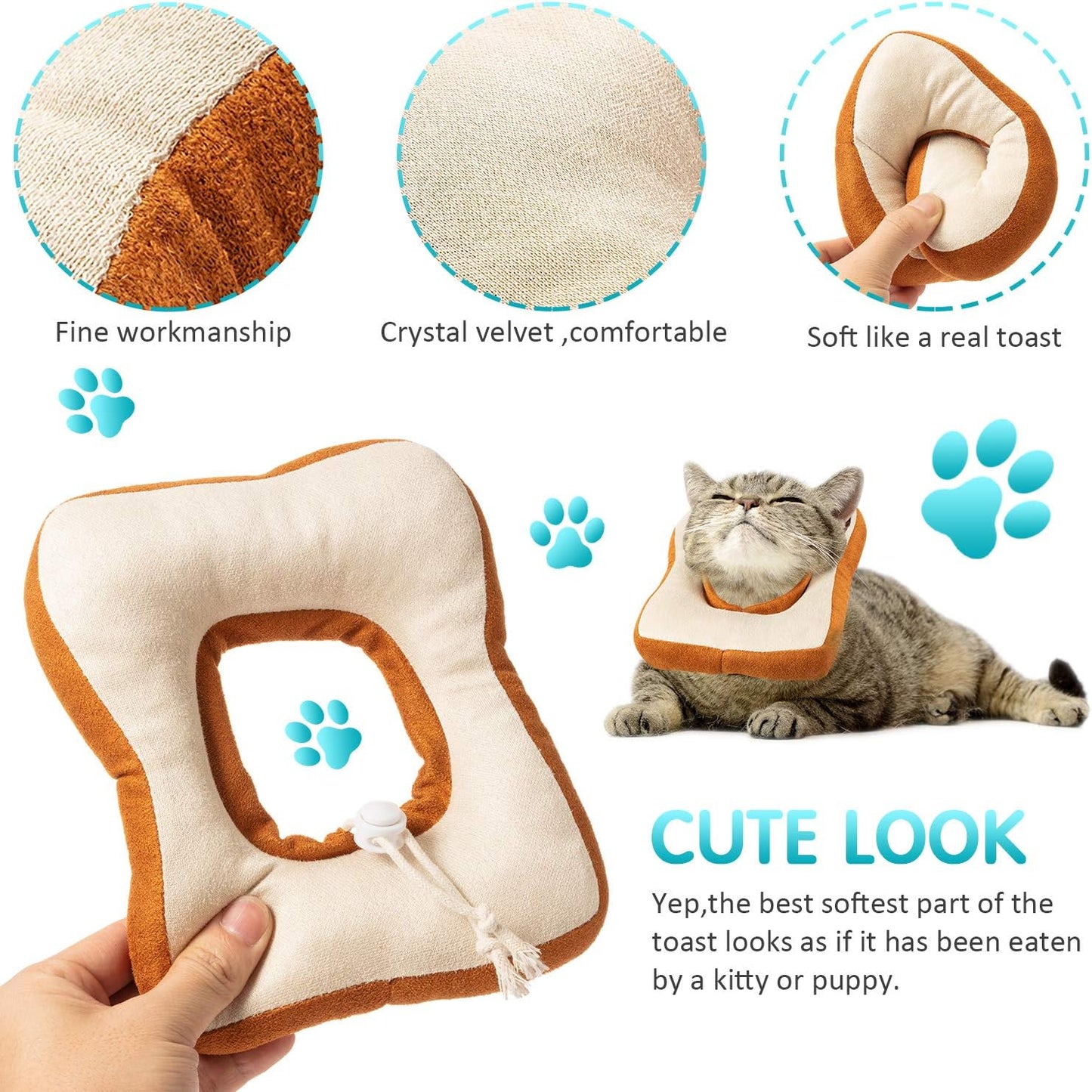 Cat wearing a comfortable avocado shaped recovery collar eating food easily