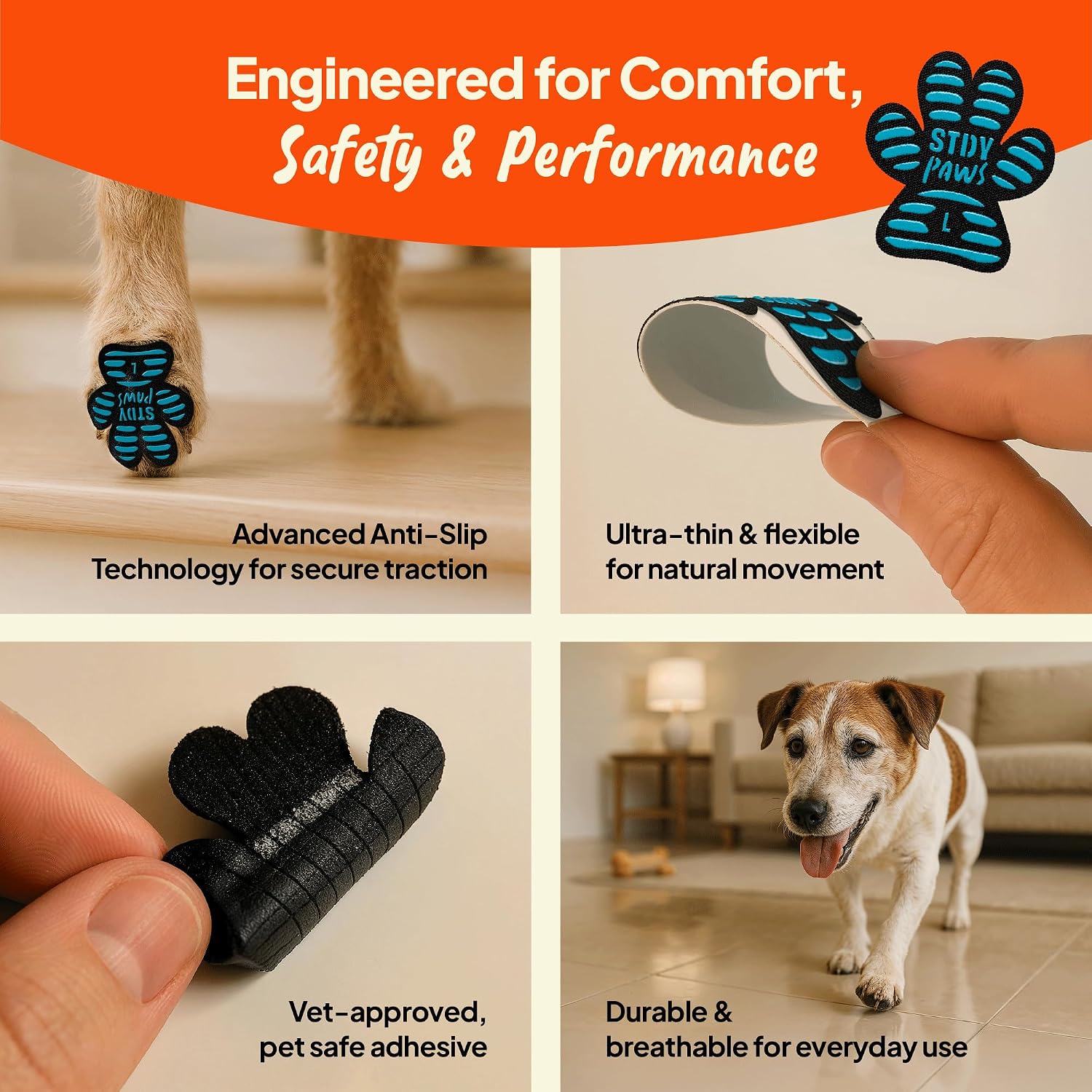 Close up of Steady Paws textured silicone traction pads