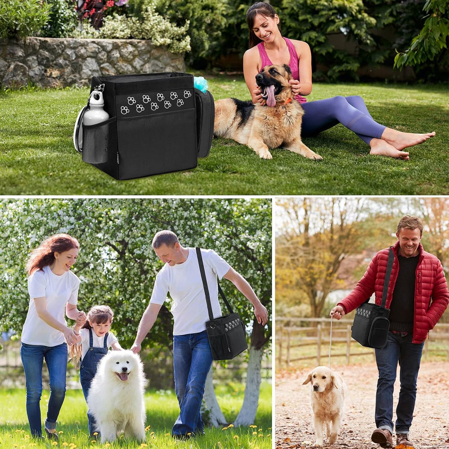CLAWIST weekend dog travel bag close up of the durable carrying straps and exterior fabric
