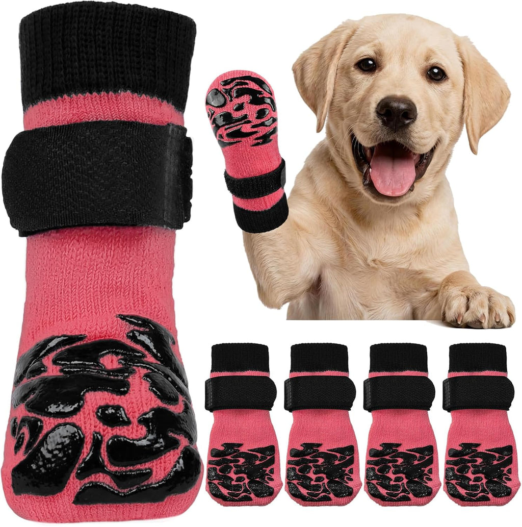 Kuoser Non-Slip Dog Socks, 4 Pcs Dog Recovery Boot to Prevent Licking Paws, Paw Protectors for Hot Pavement, Hardwood Floors, Traction Control for Small, Medium, Large Dogs - Image 9