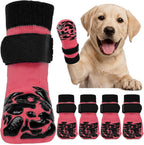 Kuoser Non-Slip Dog Socks, 4 Pcs Dog Recovery Boot to Prevent Licking Paws, Paw Protectors for Hot Pavement, Hardwood Floors, Traction Control for Small, Medium, Large Dogs - Image 9