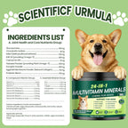 Eiza 24-in-1 canine vitamins container illustrating probiotics for dog digestive support