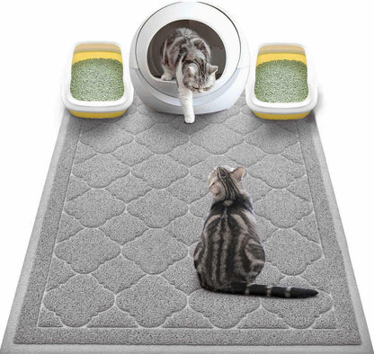 WePet Cat Litter Box Mat, Kitty Premium PVC Pad, Durable Trapping Rug, Phthalate Free, Urine-Resistant, Scatter Control, XXL 47 x 36 Inch, Grey - Image 10