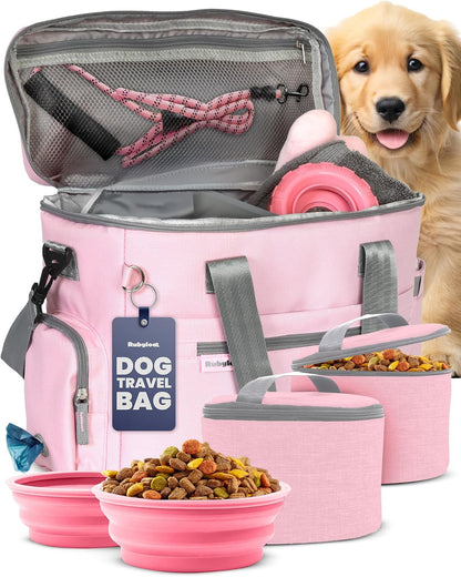 The Original Doggy Bag(TM) - Complete Dog Travel Bag for Supplies with 2 BPA-Free Travel Dog Bowls & 2 Pet Food Containers - Traveling Kit for Road Trips, Camping, Weekend Away or Doggy Gift: Beige - Image 10