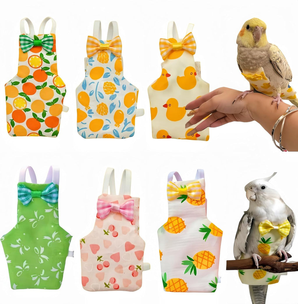 6Pcs Bird Diapers Bird Harness Flight Suits Diapers Reusable Parrot Nappy with Waterproof Inner Layer Washable Cute Urine Wet Suit Costume for Cockatiel Conure Budgie Macaw Parakeet, L - Image 11