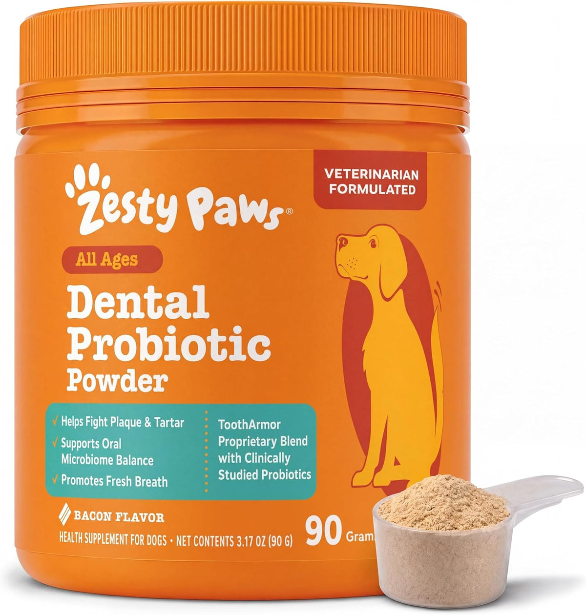 Zesty Paws Probiotic Dental Powder for dogs front view packaging