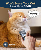 Oneisall low noise cat trimmer demonstrating cordless operation for matted hair removal.