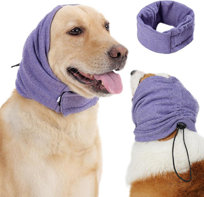 Dog grooming ear protector cap reducing noise from loud pet clippers