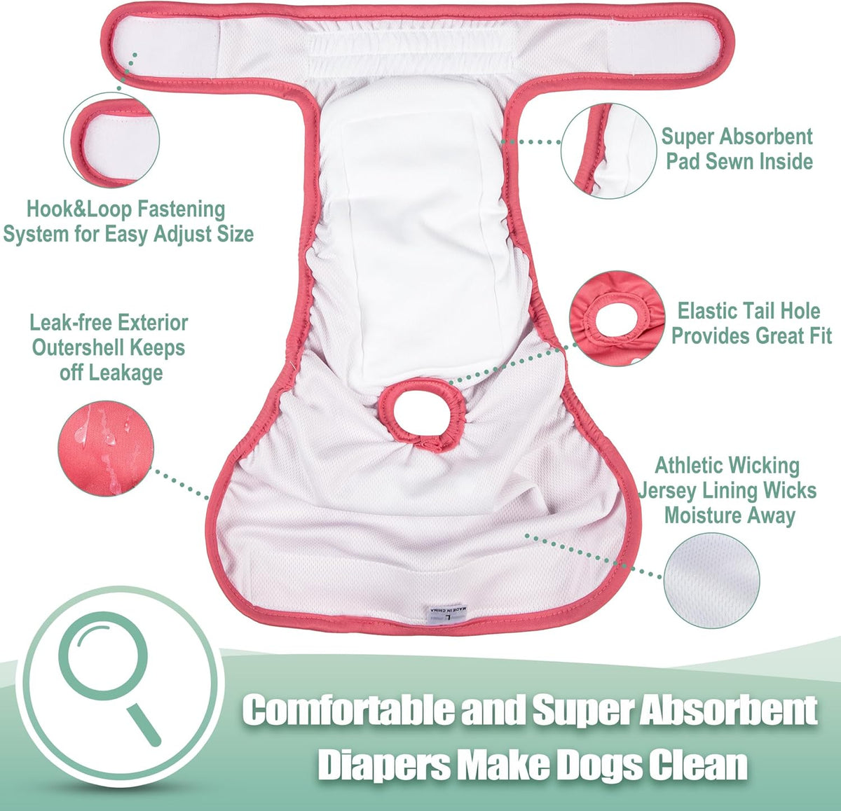 Wegreeco reusable doggie period panties showing highly absorbent interior padding