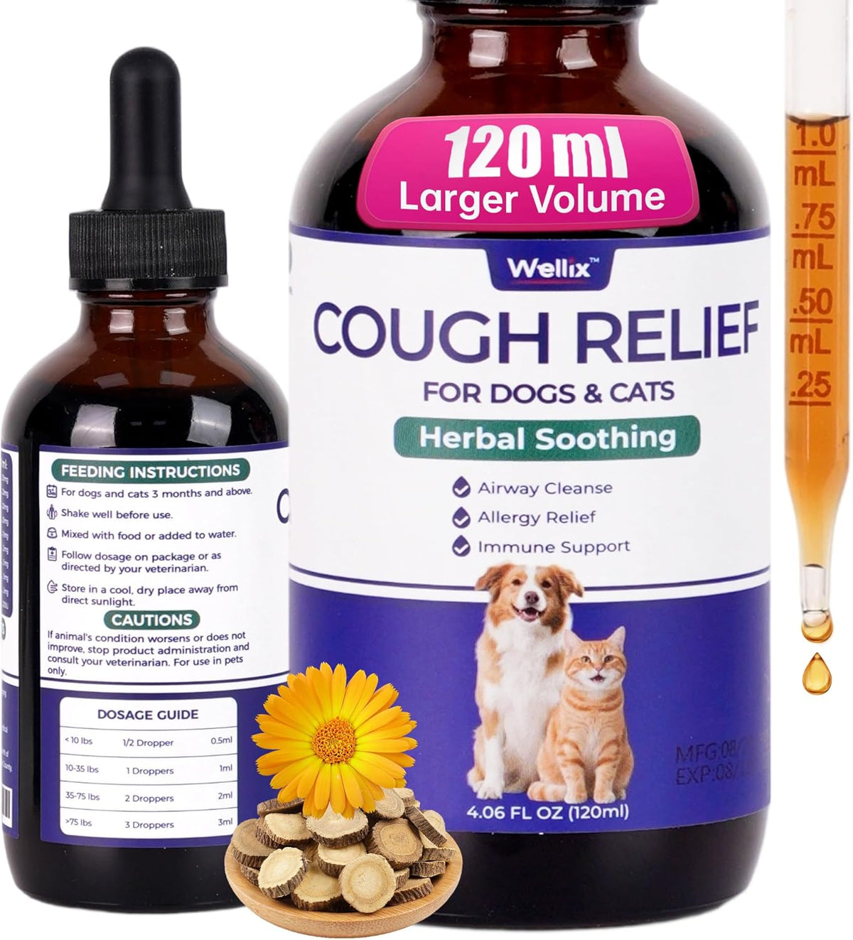 Wellix 4oz Cat & Dog Constipation Relief - Liquid Stool Softener with Dandelion Root, Prebiotics and Probiotics for Cats & Dogs - Natural Laxative for Gas and Tummy Relief - Chicken Flavor - Image 12