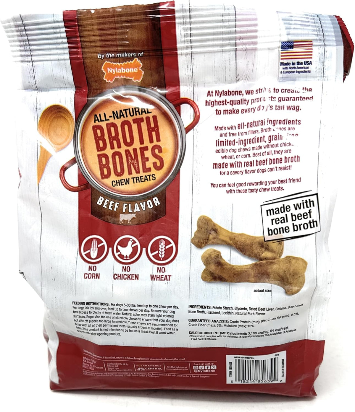 Nylabone beef bone broth chew treat close up