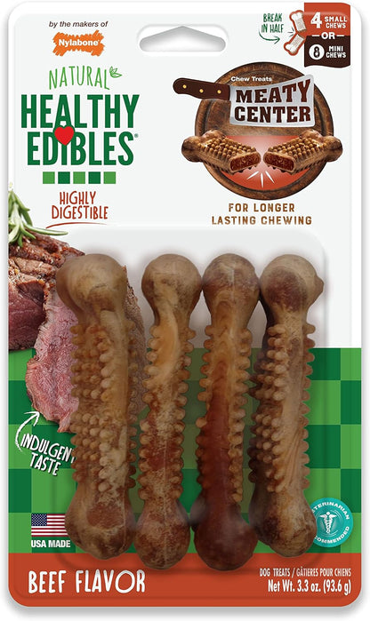 Nylabone Healthy Edibles Natural Dog Chews Long Lasting Meaty Center Beef Flavor Treats for Dogs, Small (12 Count) - Image 14