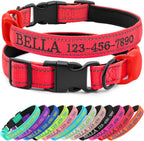 Personalized Dog Collar with Embroidered Name and Phone, Nylon Collar for Dog with Silicone Holder for AirTag, Neoprene Lining, Plastic Quick-Release Buckle (Pink) - Image 10