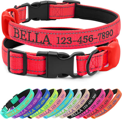 Personalized Dog Collar with Embroidered Name and Phone, Nylon Collar for Dog with Silicone Holder for AirTag, Neoprene Lining, Plastic Quick-Release Buckle (Pink) - Image 10