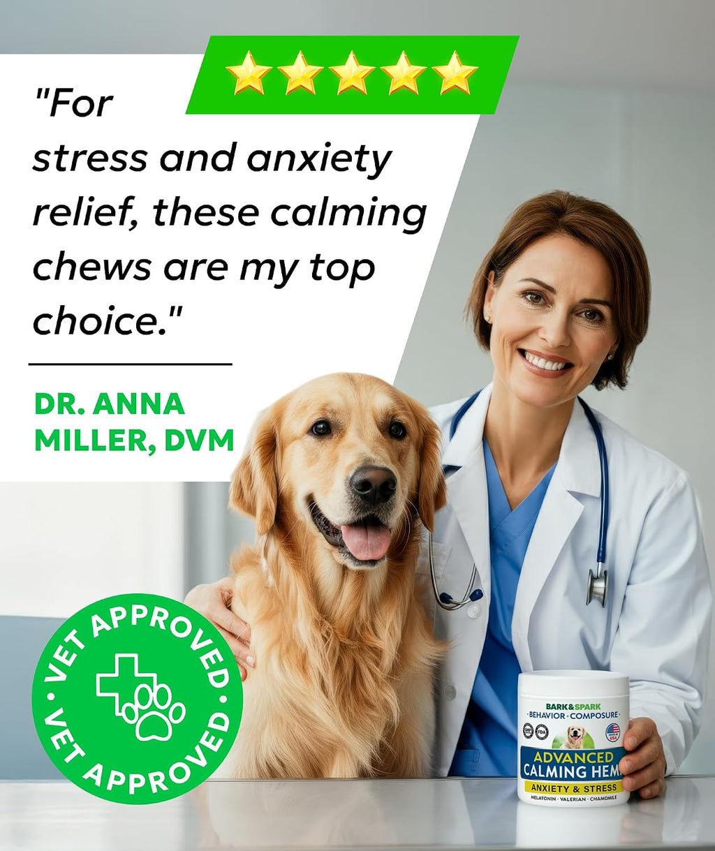 Natural chamomile and valerian root pet anxiety relief chews