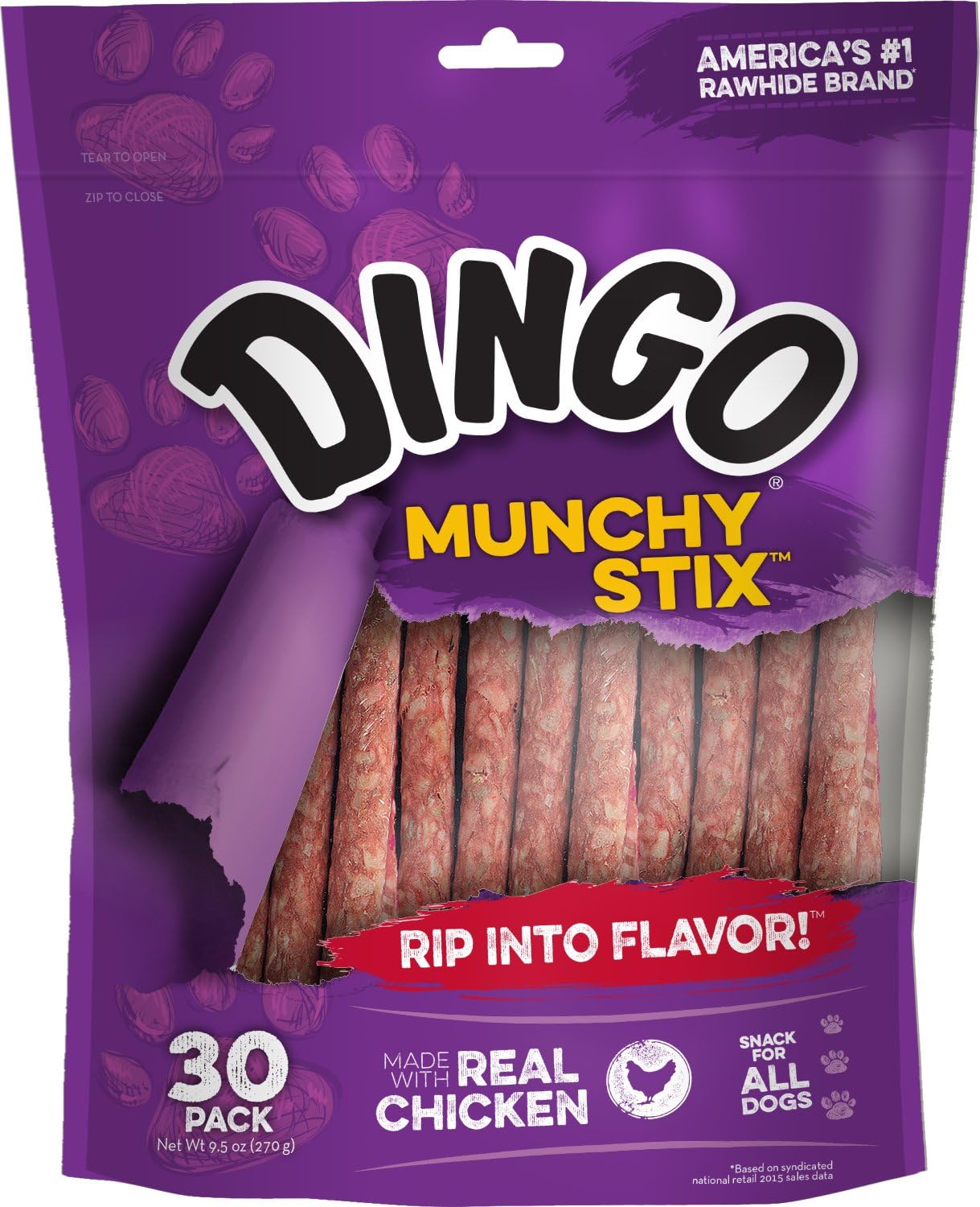 Dingo Munchy Stix dental care chews for small medium and large dogs.