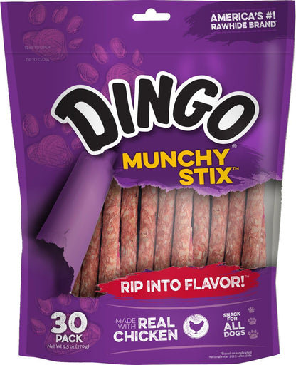 Dingo Munchy Stix dental care chews for small medium and large dogs.