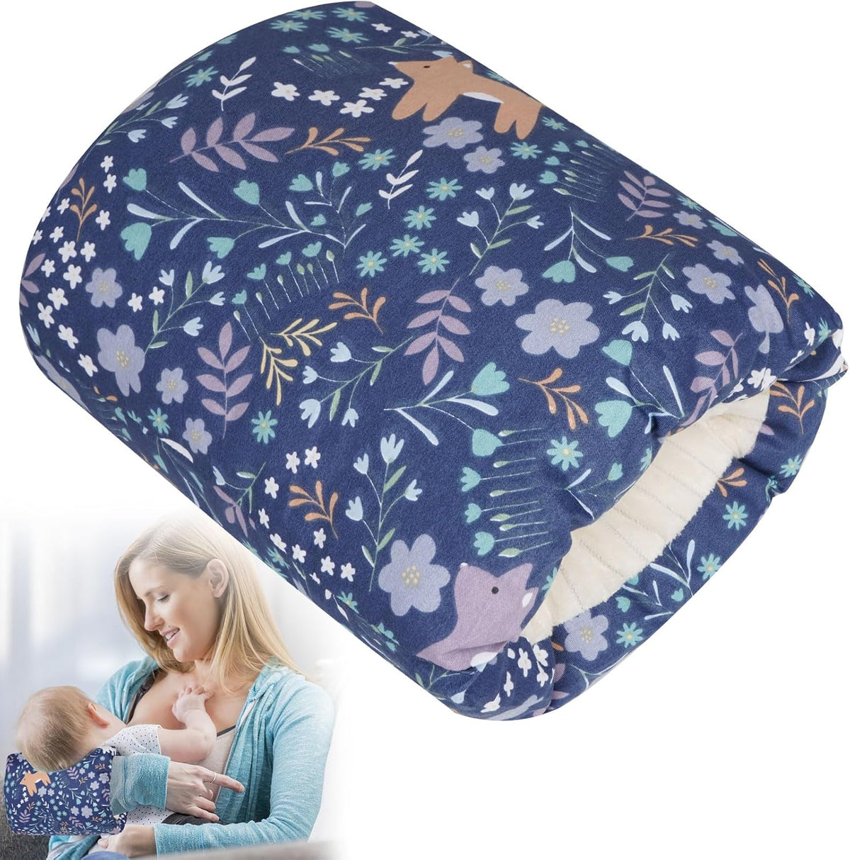 Teuopioe baby feeding arm pillow blue forest front view