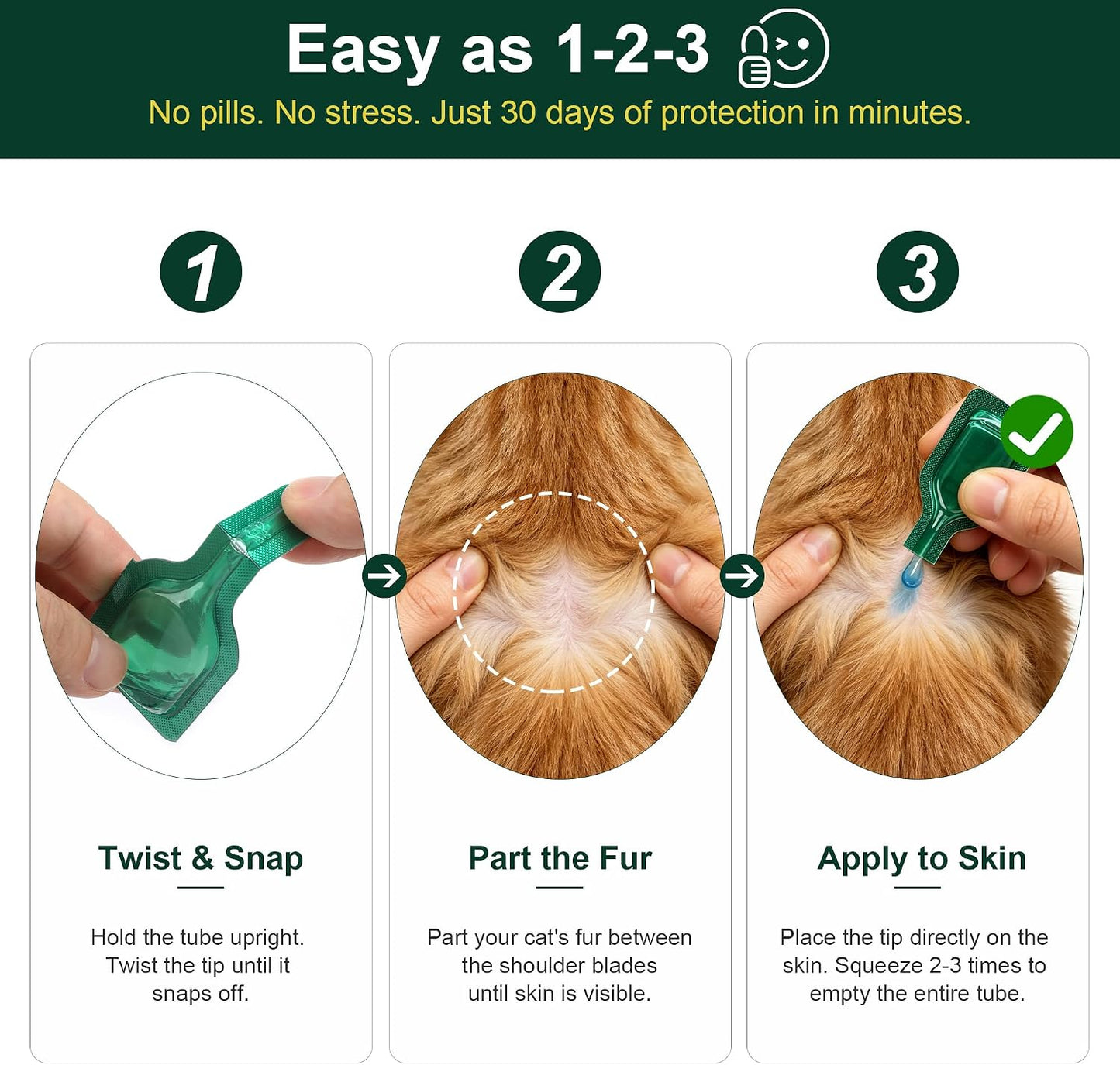 Instruction guide image for applying PetArmor topical treatment on cats