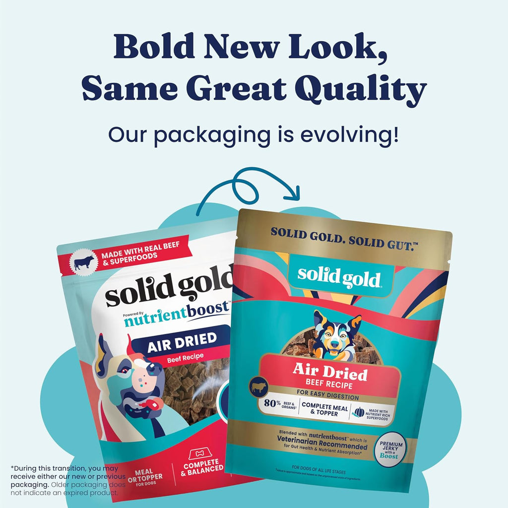 High protein real beef dog treats and toppers text details