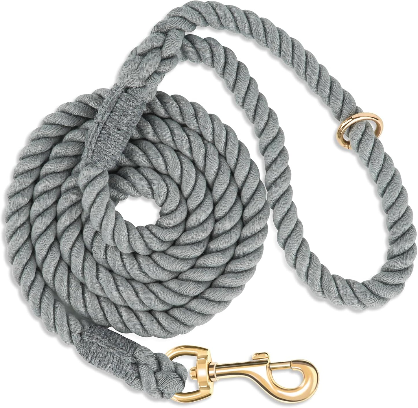 Dog Leash 5 FT Handmade Braided Cotton Rope Leashes for Small Medium and Large Dogs, New Golden Heavy Duty Metal Clasp, Colorful Macaron - Image 13