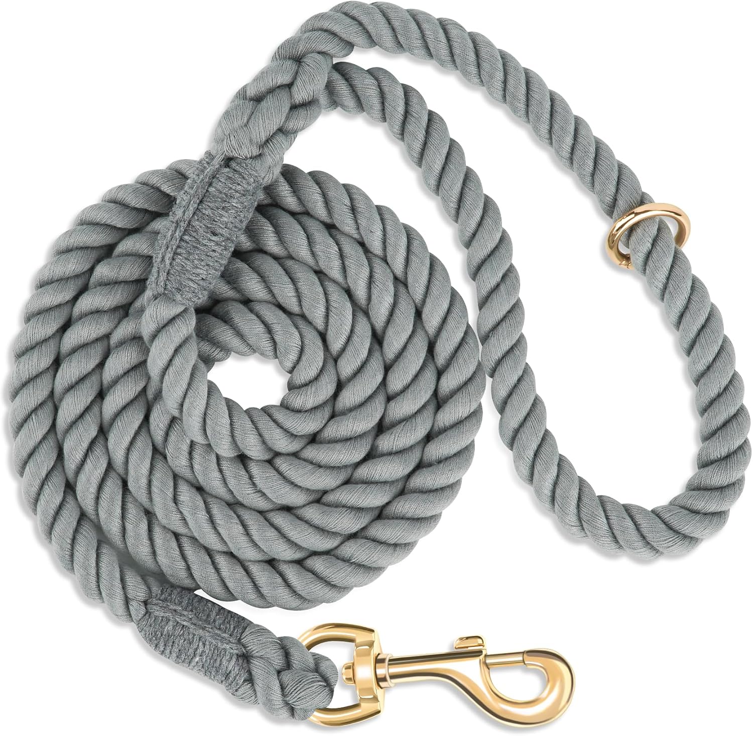 Dog Leash 5 FT Handmade Braided Cotton Rope Leashes for Small Medium and Large Dogs, New Golden Heavy Duty Metal Clasp, Colorful Macaron - Image 13
