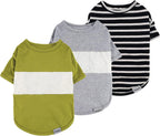 Fitwarm 3 Pack Color Block Striped Dog Shirt, Summer Dog Clothes for Small Dogs, Breathable Lightweight Pet Tshirt with Sleeves, Cat Outfit, Royal Blue, Gray, Teal, Large - Image 13