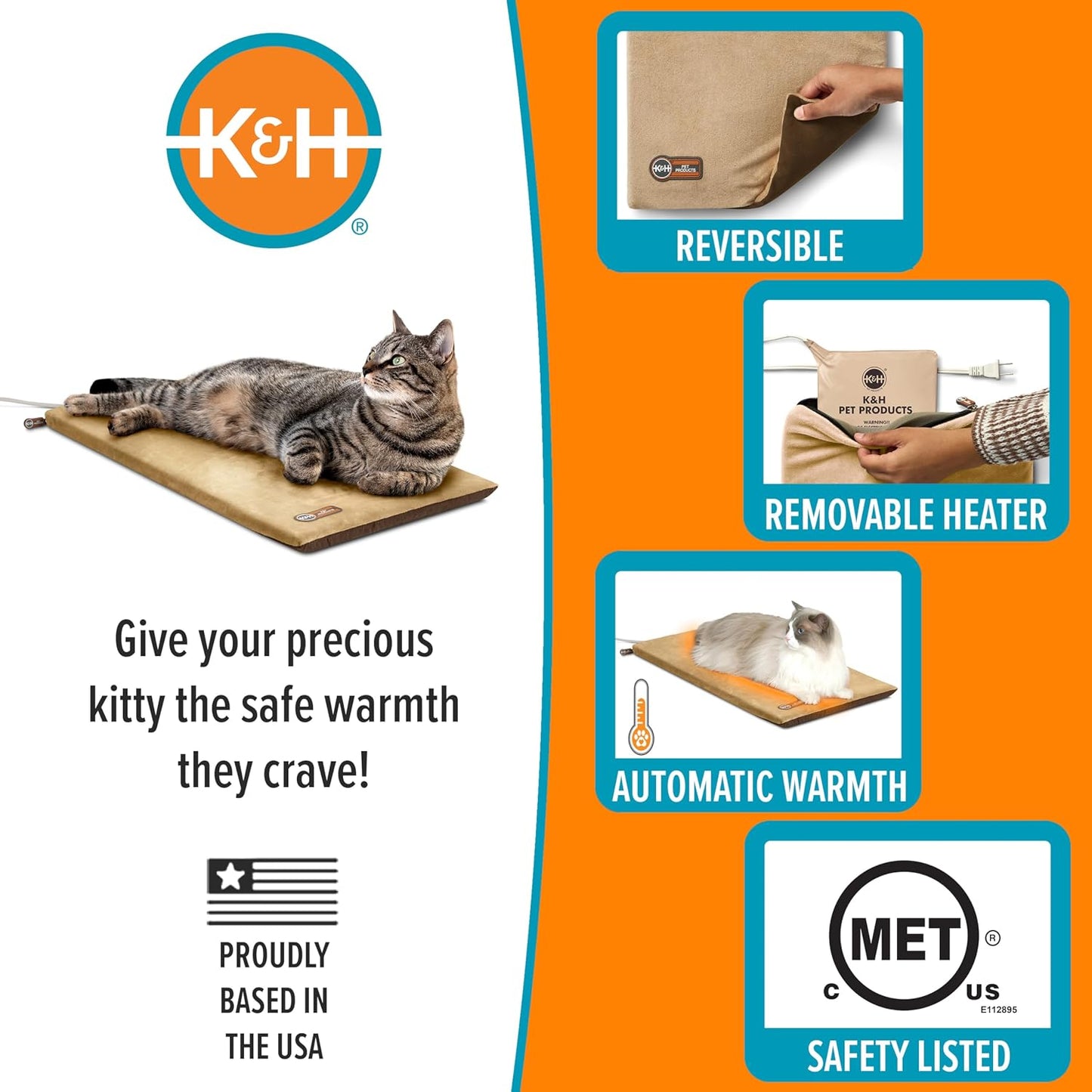 Removable machine washable cover unzipped from the internal dual thermostat heater core.