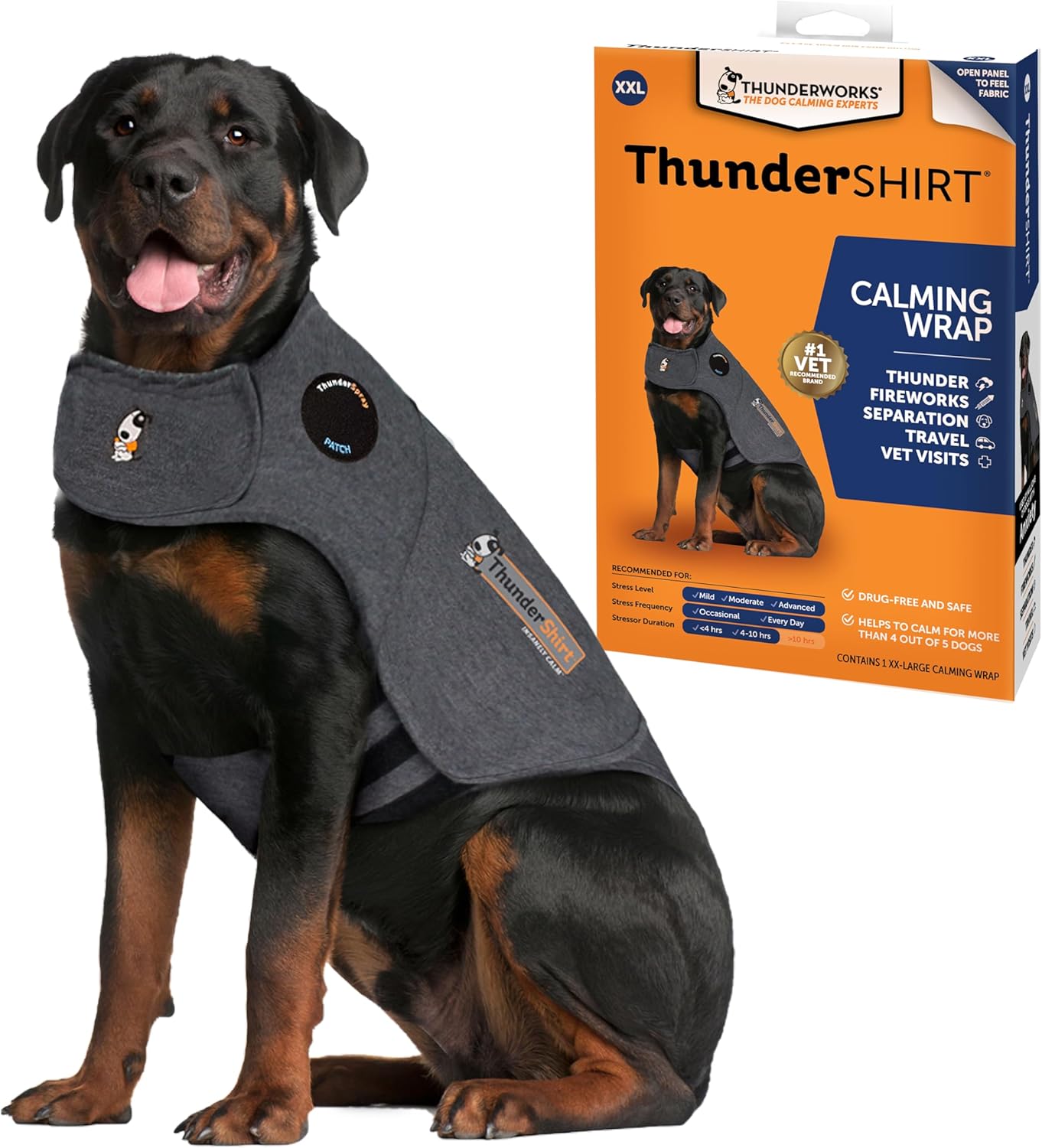 ThunderShirt heather gray classic large vest flat view showcasing the material