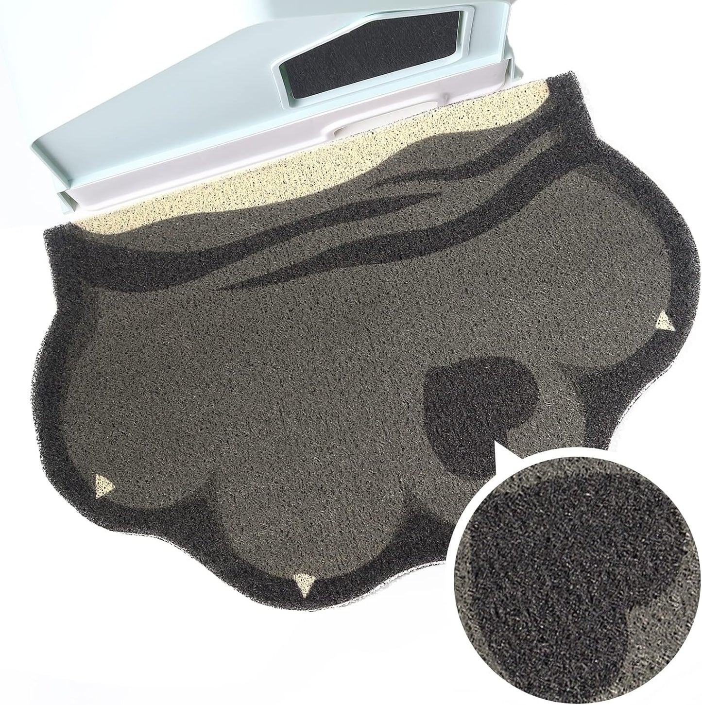 Cute Cat Litter Mat 24"x16", Litter Box Mat, Litter Trapping Mat, Soft on Kitty Paws, Easy Clean, Anti Slip, Pet Accessories, Door Floor mats - Grey Pink - Image 10