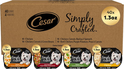 Cesar Simply Crafted Wet Dog Food Toppers for Dry Food, Chicken, Duck, Purple Potatoes, Pumpkin, Green Beans & Brown Rice, and Chicken, Carrots, Barley & Spinach Variety Pack, 1.3 oz Tubs, 8 Count - Image 15