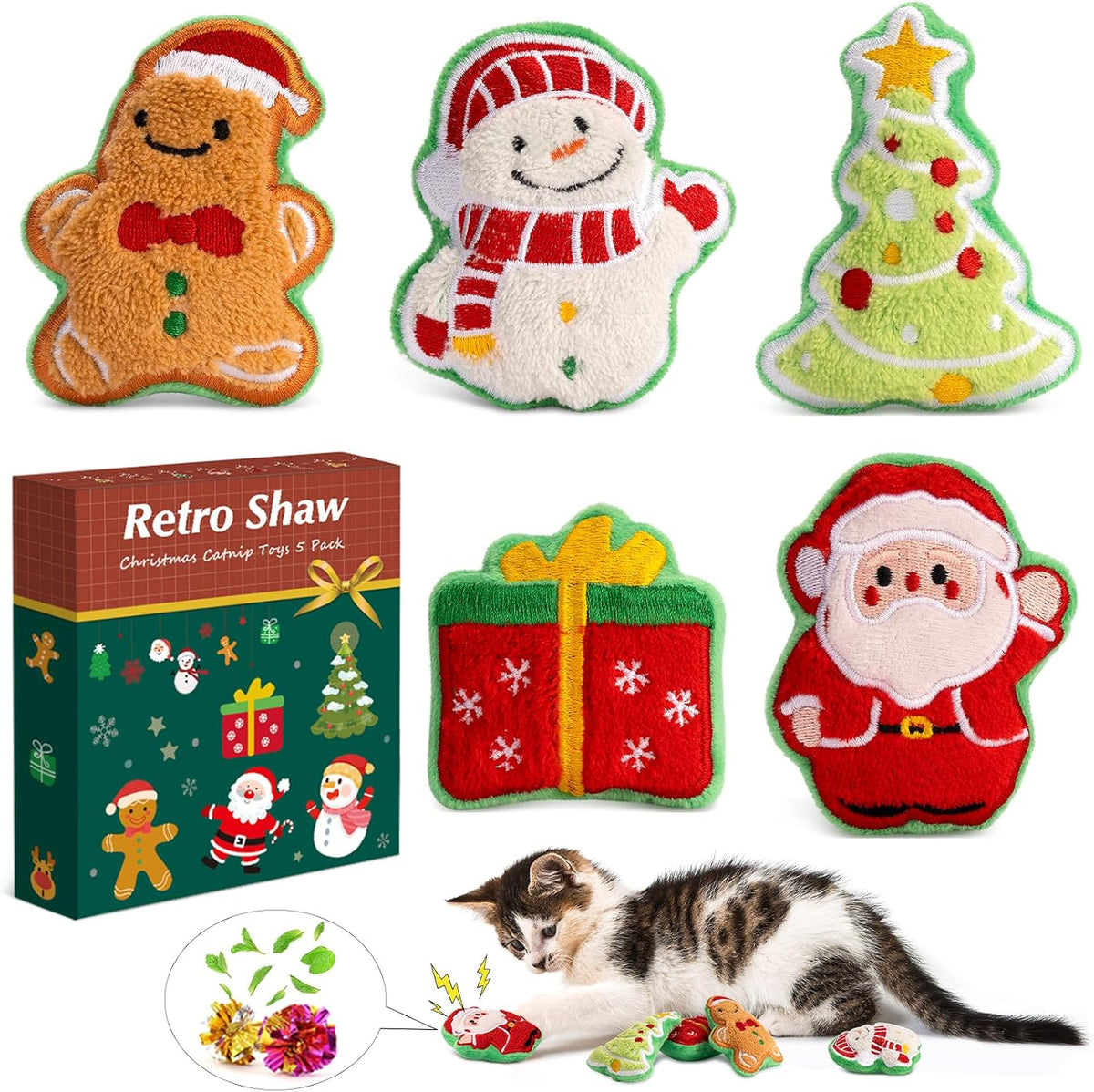 Retro Shaw Refillable Catnip Toys Pillow with Crinkle Sound, Interactive Kicker Cat Toys for Indoor Kittens, Soft Plush Kitty Kick Drives Bored Cat Crazy with Fun - Image 10