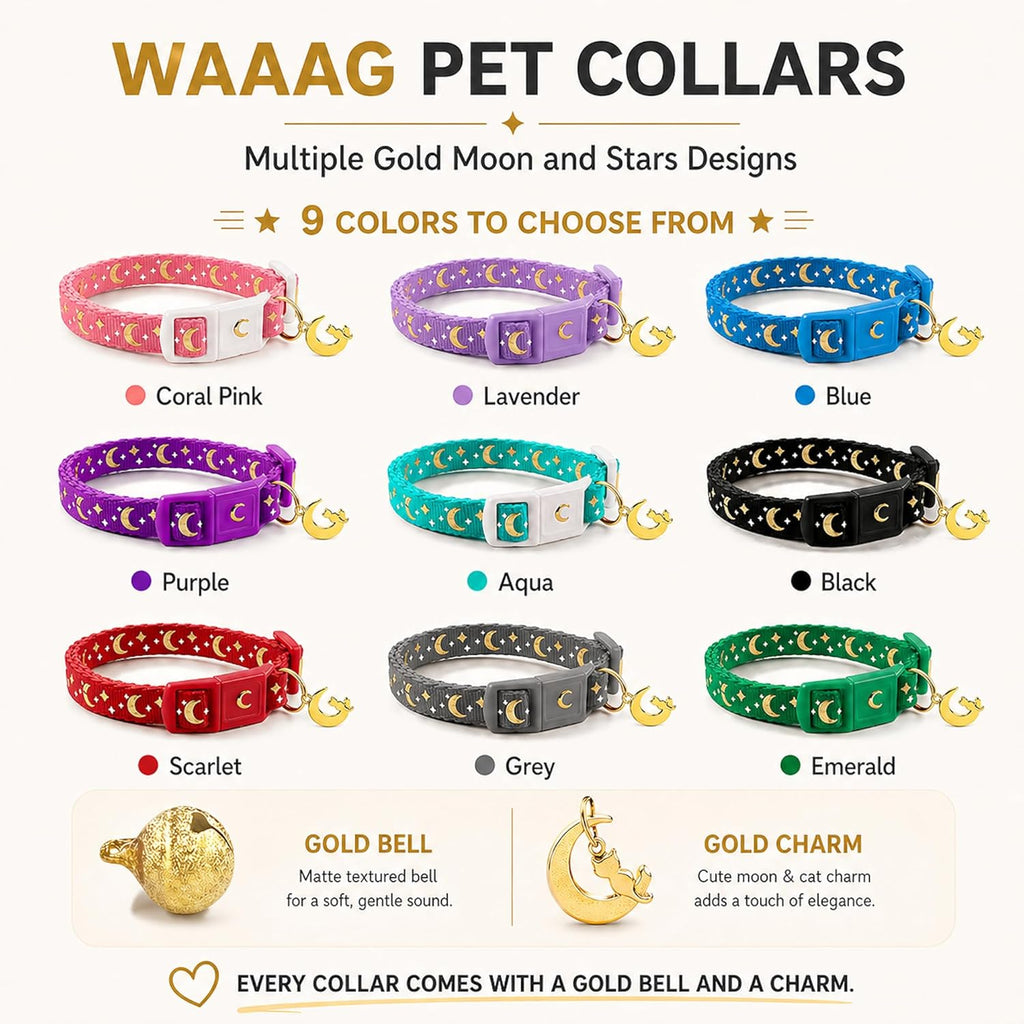 Waaag handmade usa imported breakaway cat collar laid flat showing full length