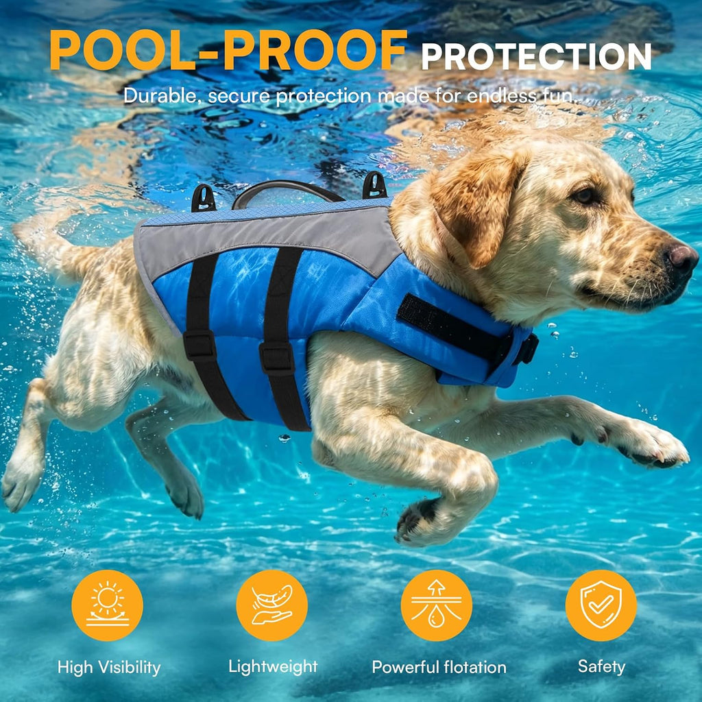 Queenmore adjustable dog lifesaver jacket showing quick release underbelly buckles
