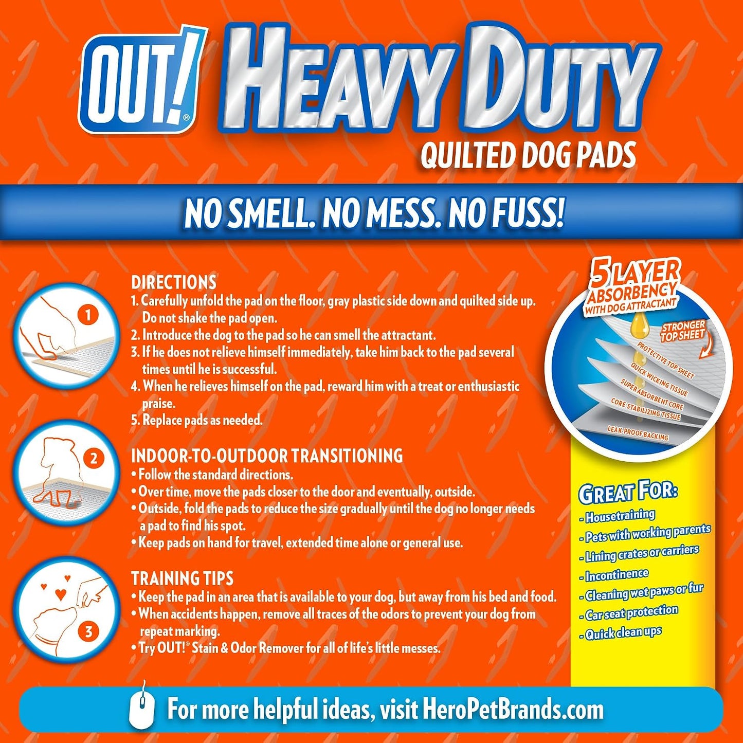 OUT! Petcare Puppy Pads XXL, Heavy Duty, Leak Proof Pee Pads for Dogs, Potty Training & Housebreaking, Puppy Essentials (26"x30", 30 Count) - Image 10