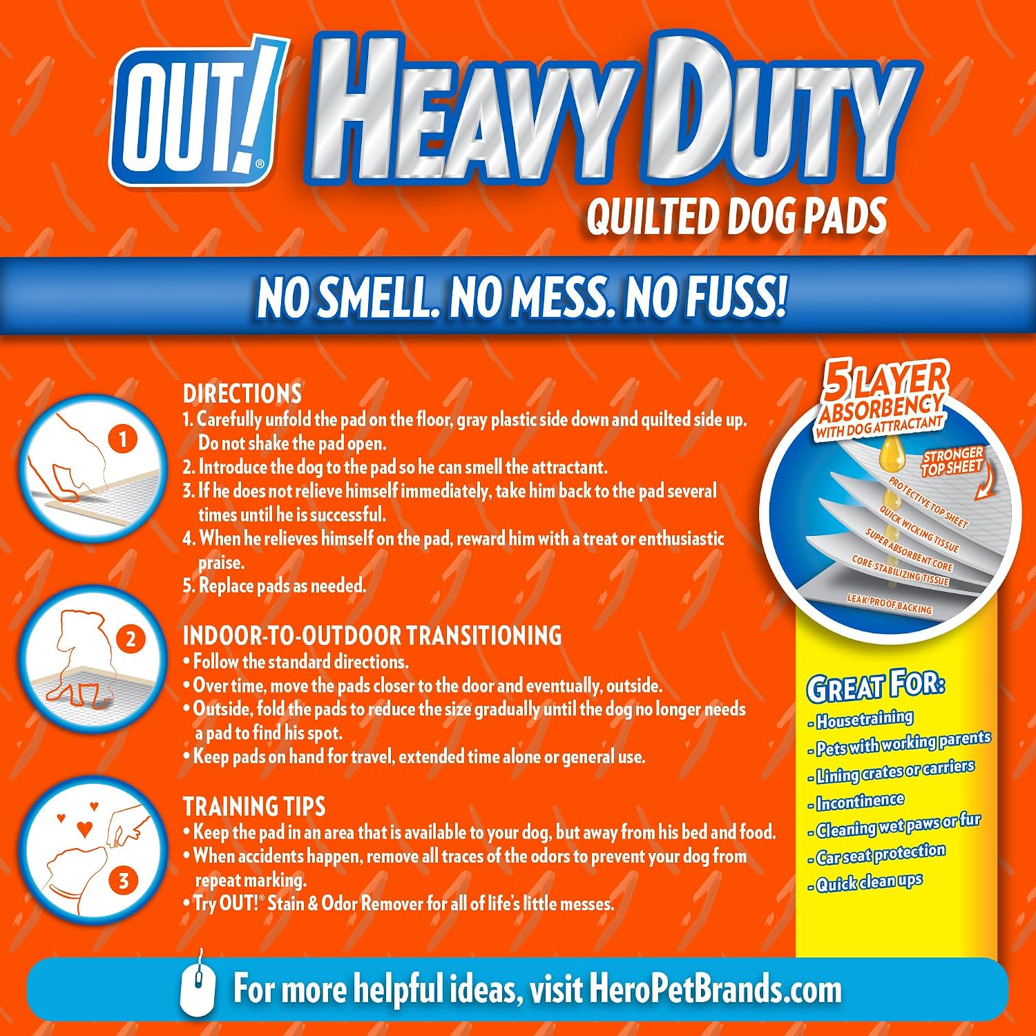 OUT! Petcare Puppy Pads XXL, Heavy Duty, Leak Proof Pee Pads for Dogs, Potty Training & Housebreaking, Puppy Essentials (26"x30", 30 Count) - Image 10