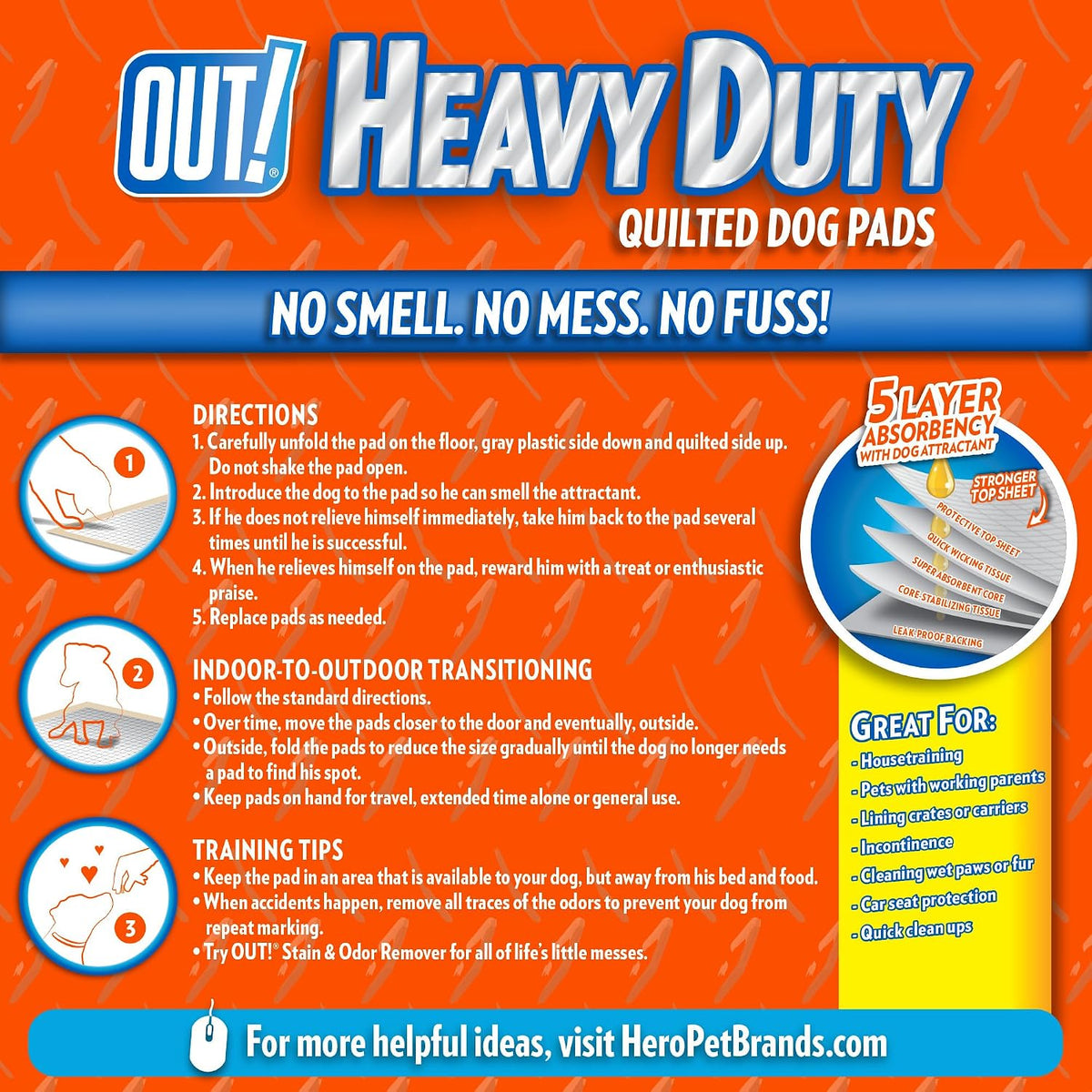 OUT! Petcare Puppy Pads XXL, Heavy Duty, Leak Proof Pee Pads for Dogs, Potty Training & Housebreaking, Puppy Essentials (26"x30", 30 Count) - Image 10