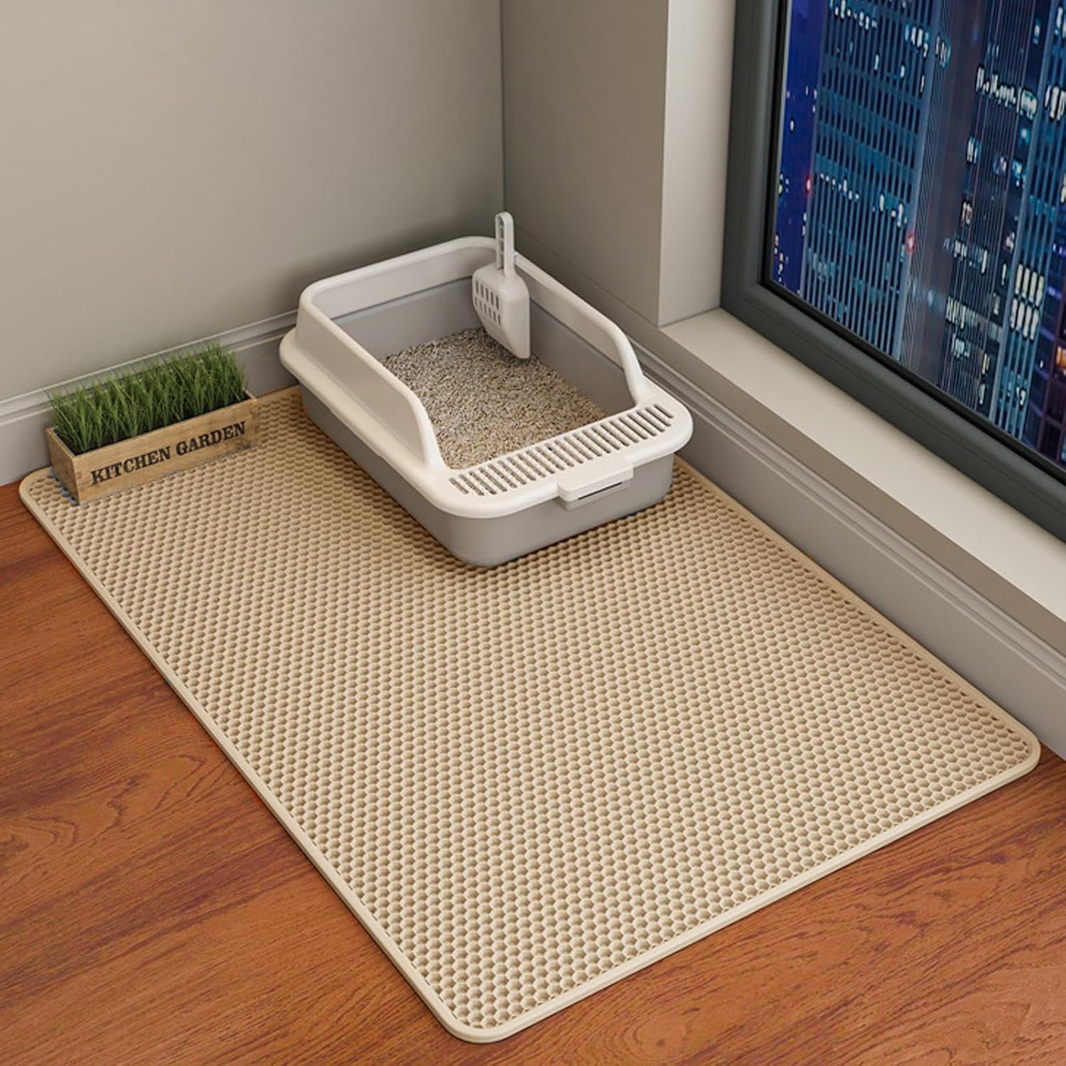 HCY And WLD cat litter mat front view trapping scattered pet litter